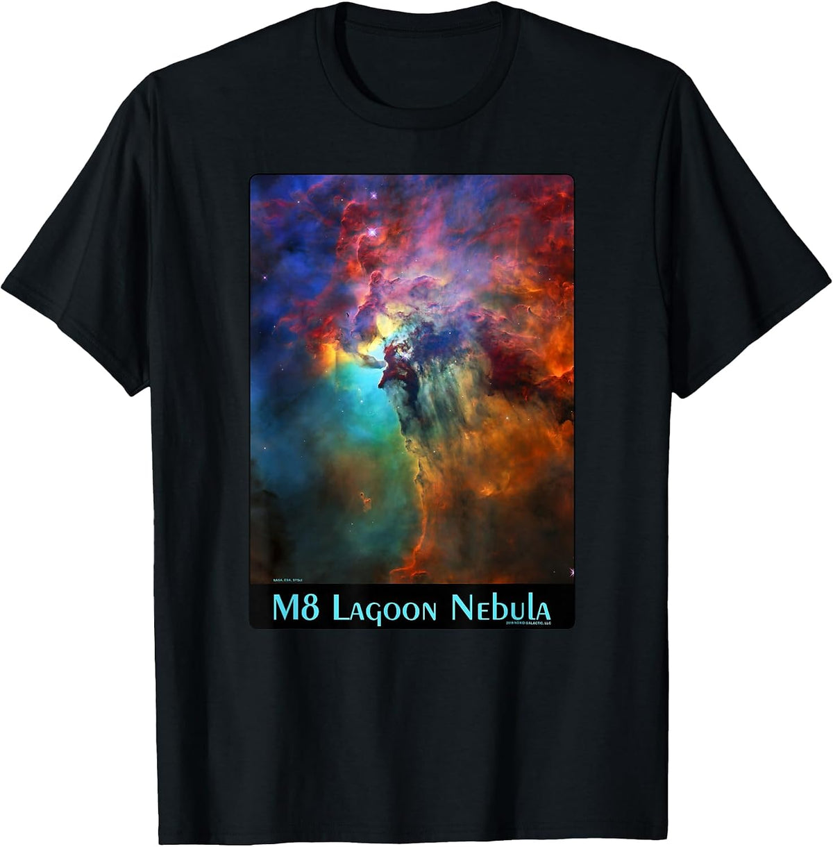 M8 Lagoon Nebula Messier Object 8 Space Astronomy Science T-Shirt - Black