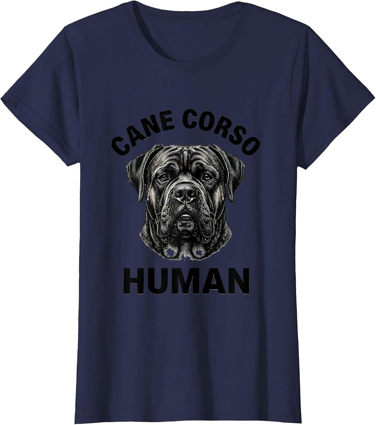 Women's Cane Corso Human Monochromatic Dog Owner Pride T-Shirt - Navy Blue