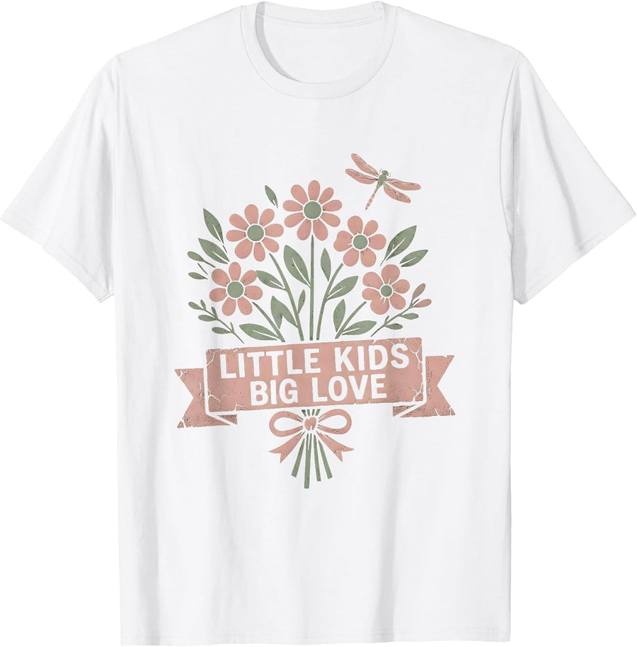 Men's Little Kids Big Love Preschool Teacher Design T-Shirt - White