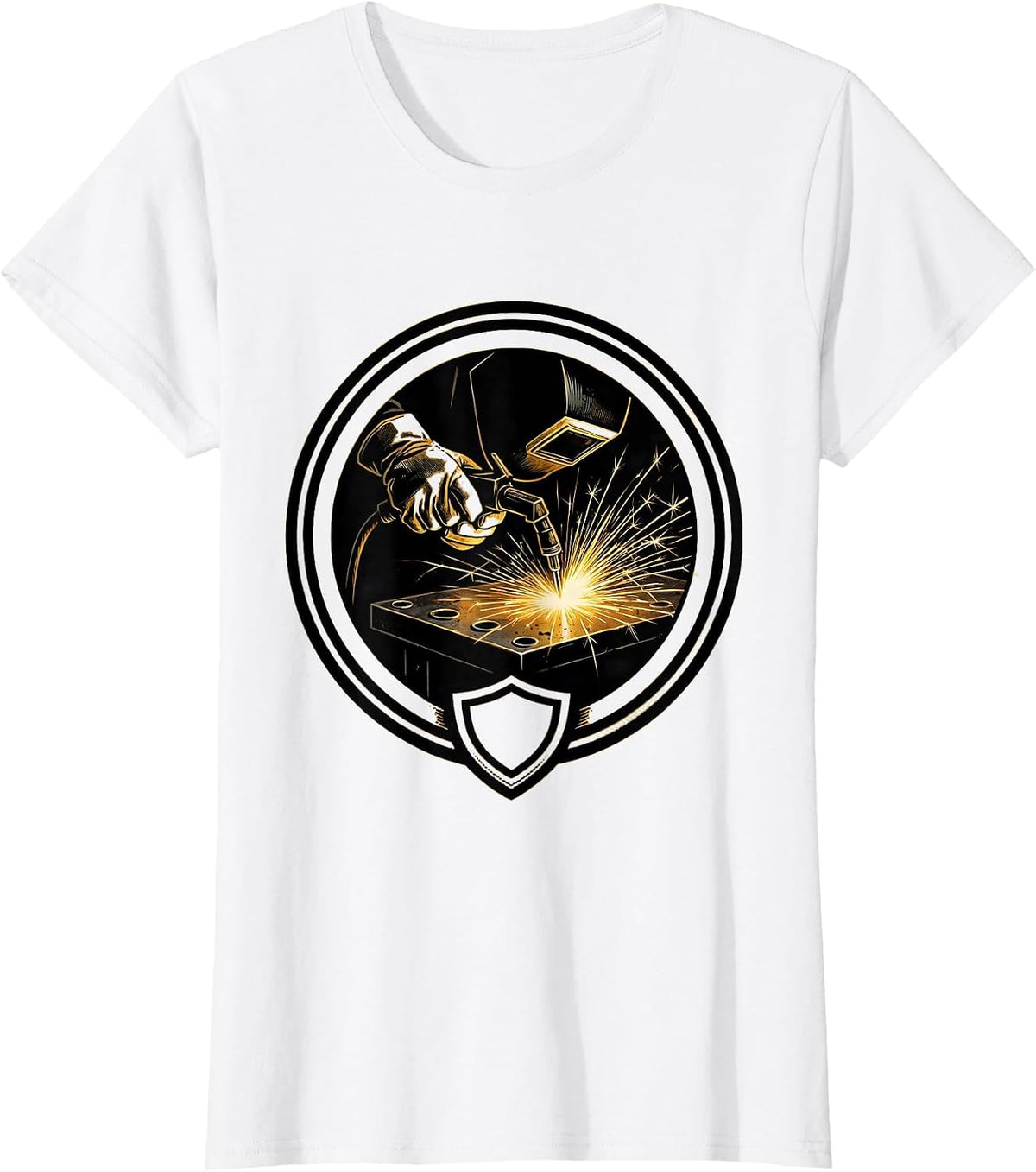 Welder Gloved Hands Torch Graphic Design T-Shirt - White