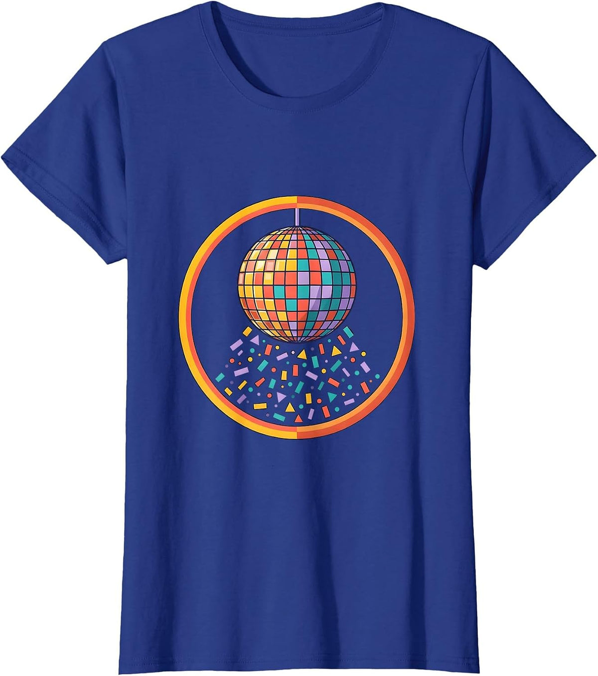 Women's I Am A Delight Glowing Disco Ball Confetti T-Shirt - Royal Blue