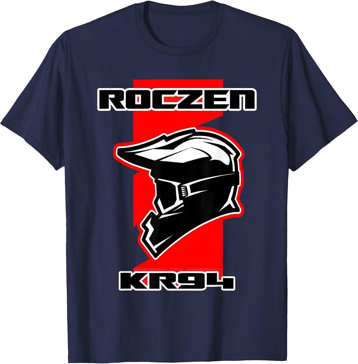 Dirt Bike Racing Red T-Shirt with Helmet and Goggles T-Shirt - Navy Blue