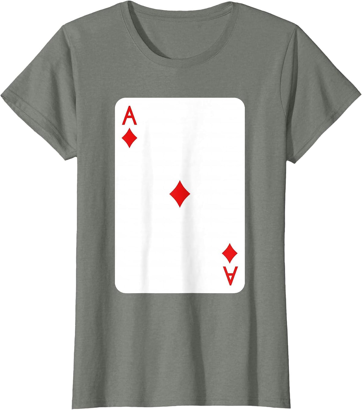 Ace of Diamonds Playing Cards Halloween Costume Casino Easy T-Shirt - Olive Heather
