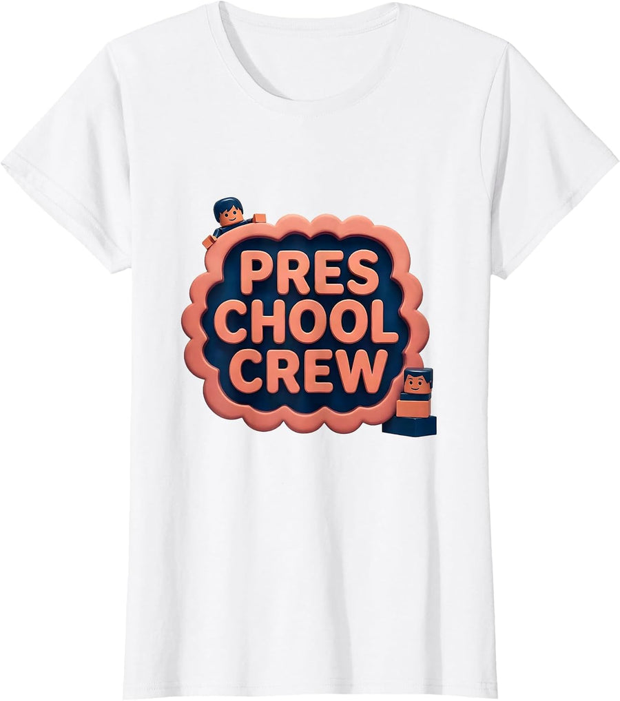 Women's Preschool Crew Head Start Early Childhood Teacher Back To T-Shirt - White
