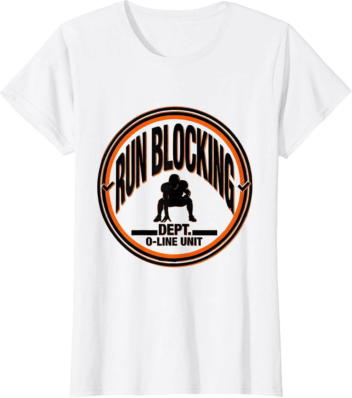 Run Blocking Dept. O-Line Unit Funny Football Lineman T-Shirt - White