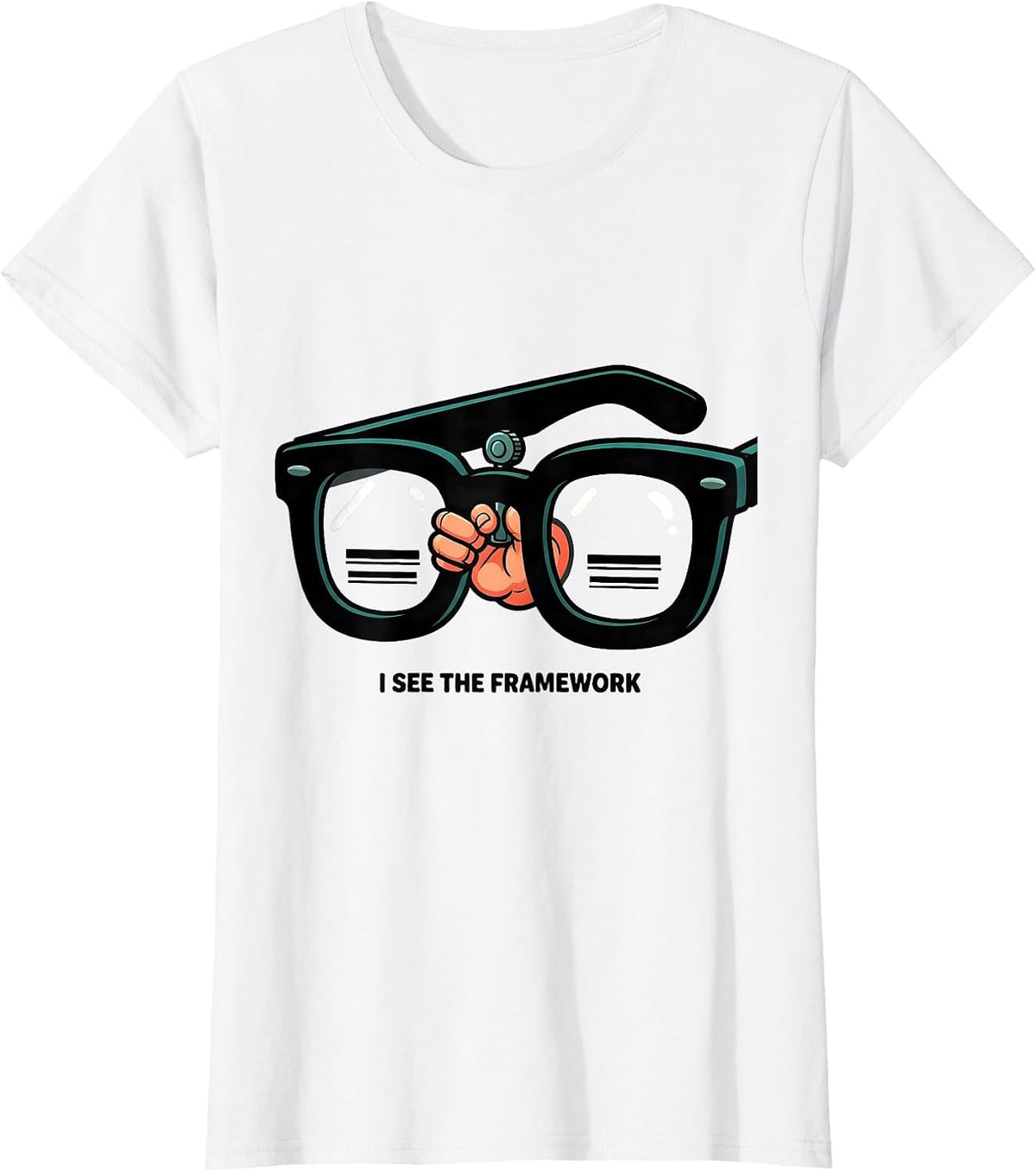 I See The Framework Cartoon Optometrist Eye Doctor Humor T-Shirt - White