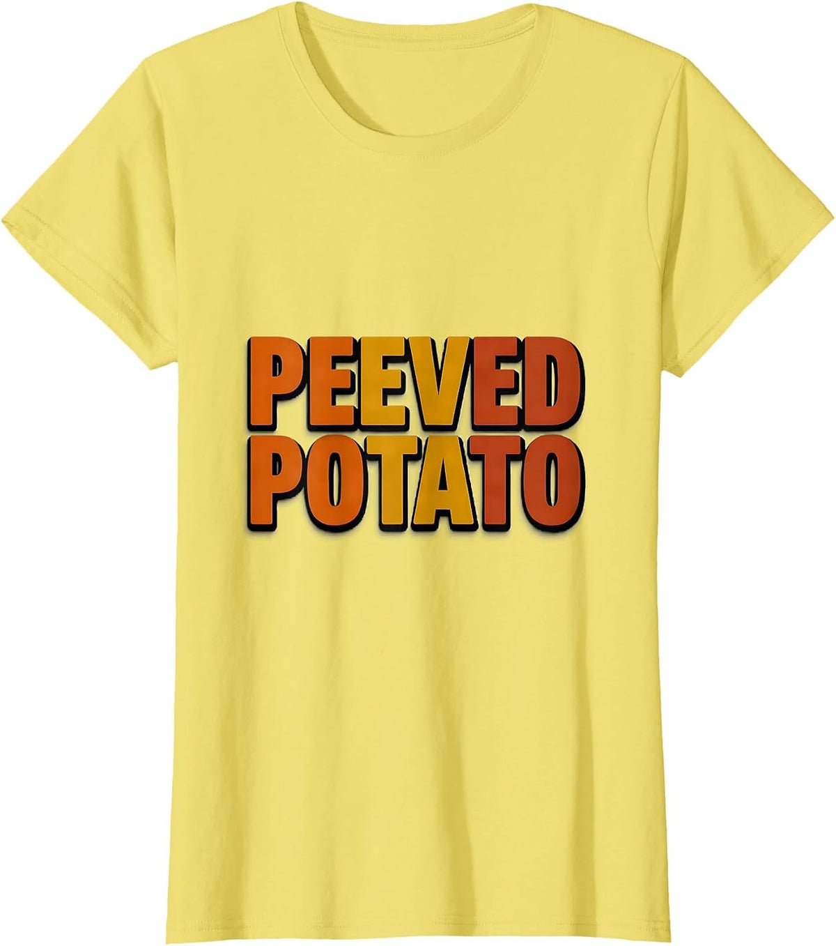 Women's Peeved Potato Bold Condensed Funny Couples Thanksgiving T-Shirt - Lemon Yellow