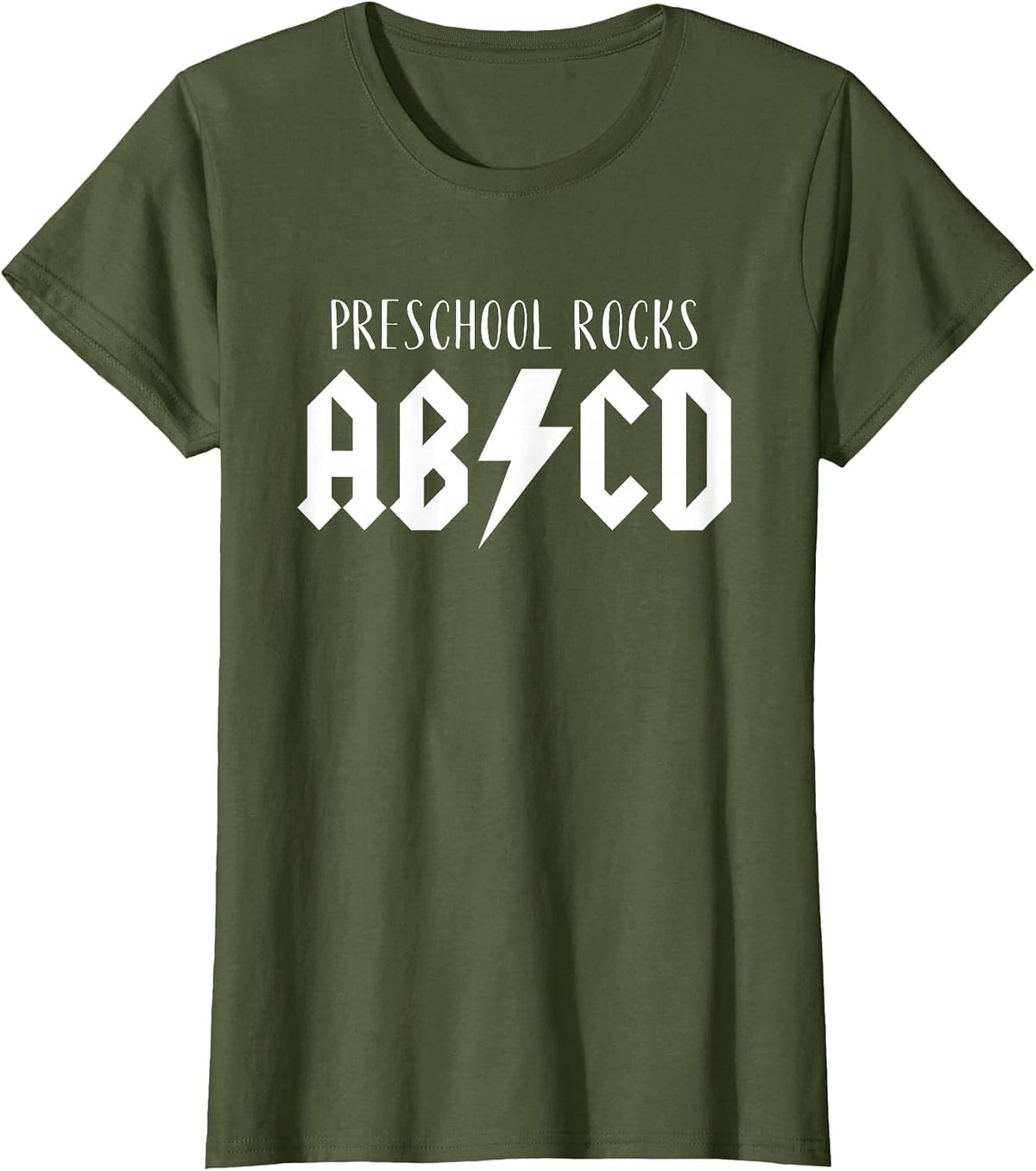 Preschool Rocks Teacher Back to School ABCD Rock First Day T-Shirt - Olive Green