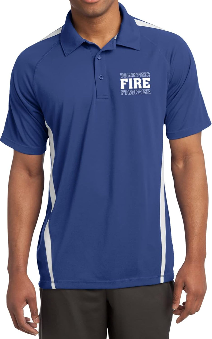Buy Cool Shirts Volunteer Firefighter Chest Print Colorblock Polo Shirt - Royal\/White