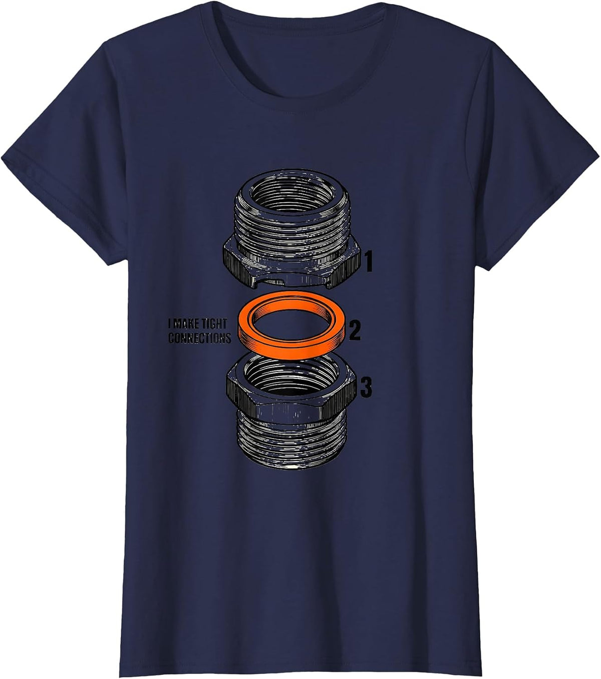 Women's I Make Tight Connections Funny Plumber Pipefitter Occupation T-Shirt - Navy Blue