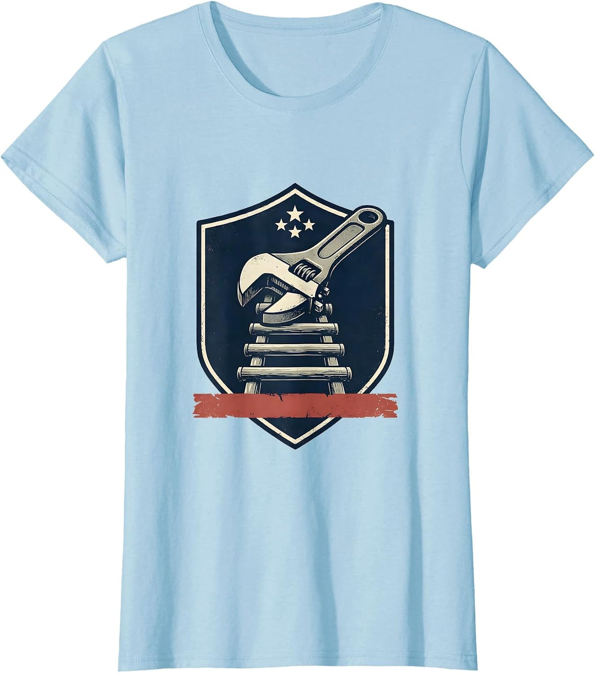 Sealed Shield Pipe Wrench Mechanic American Flag Pride T-Shirt - Baby Blue