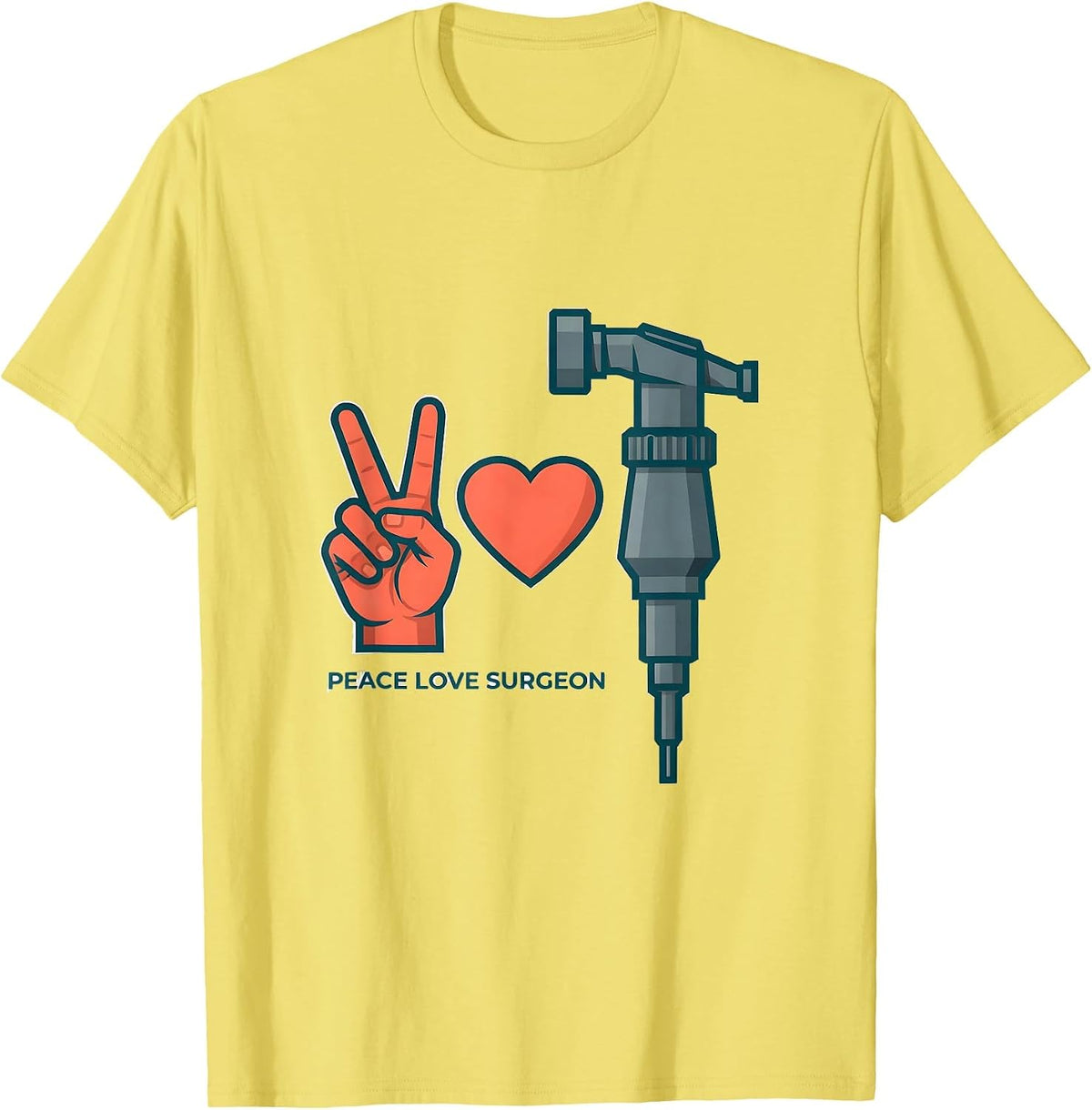Men's Peace Love Surgeon Funny Surgical Tech Surgeon Gift T-Shirt - Lemon Yellow