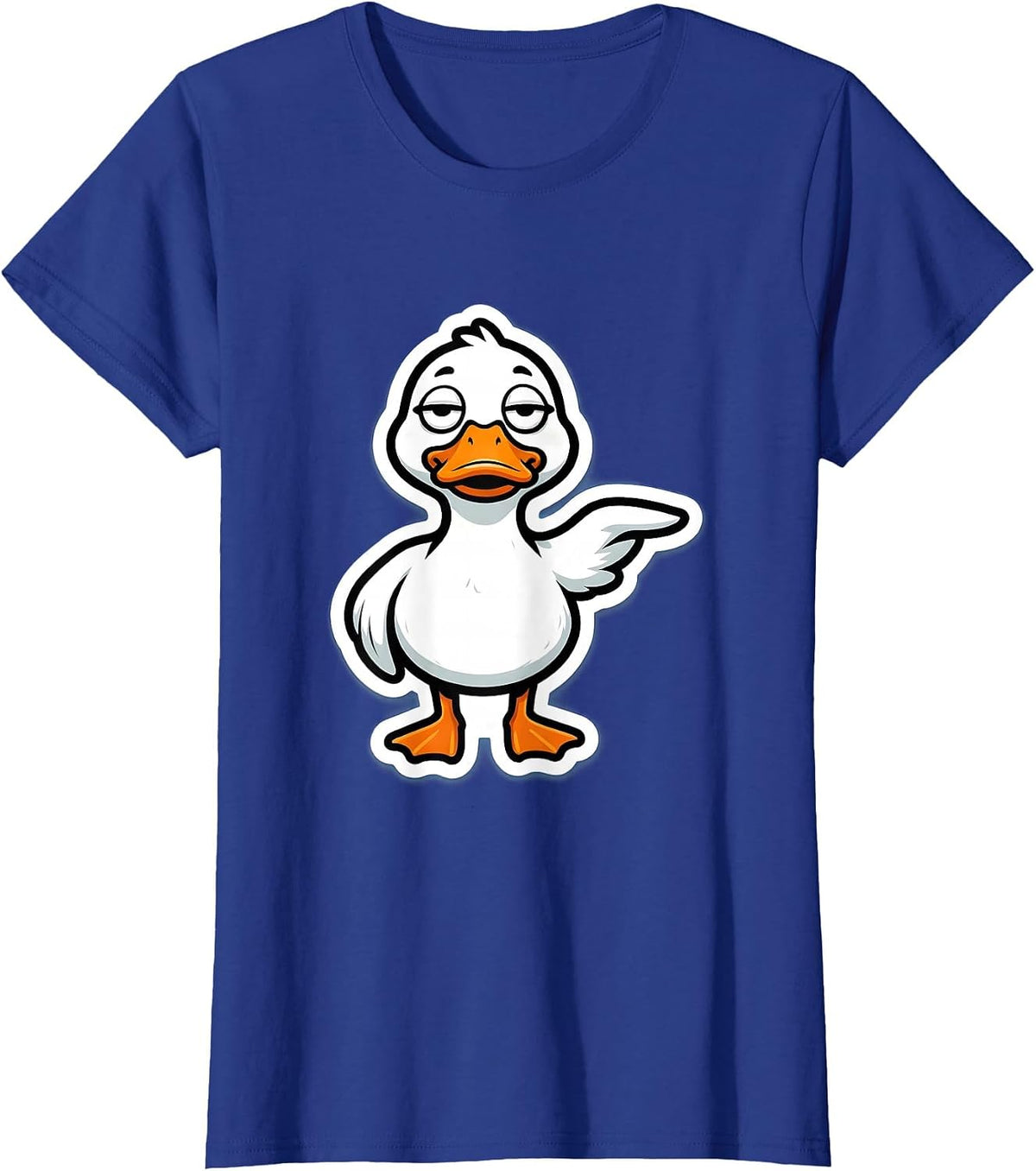 Women's Duck Face Sticker Casual Humor Novelty T-Shirt - Royal Blue