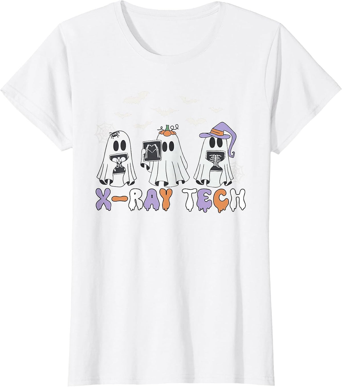 Cute Funny X-ray Tech Ghosts Boo Sheet Radiology Halloween T-Shirt - White