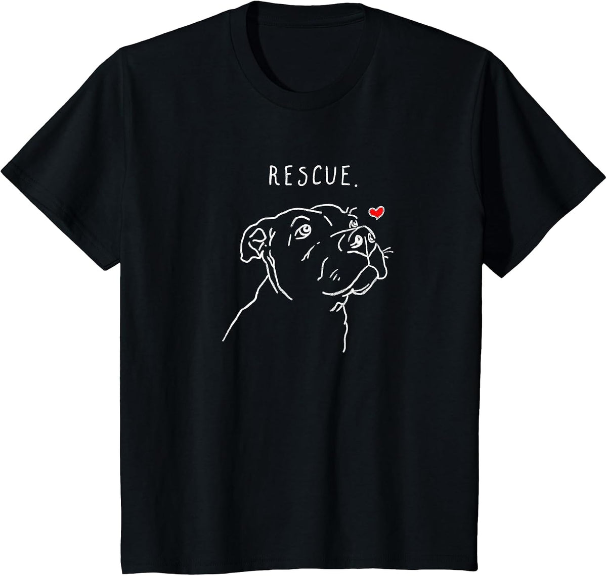 Rescue Dog, Pitbull Drawing, Rescue Mom, Adopt Don't Shop T-Shirt - Black