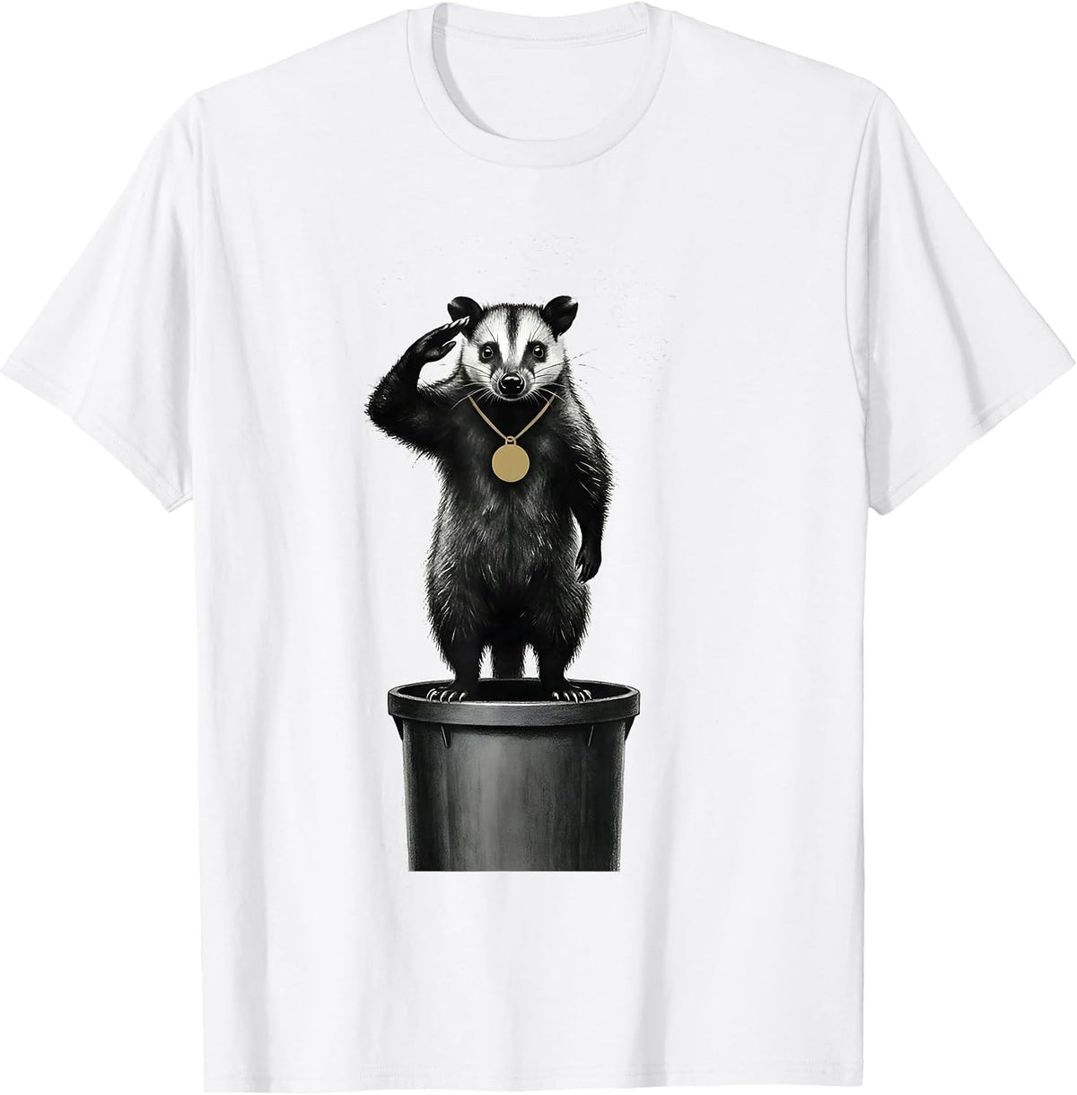 Men's Opossum Silhouette Minimalist Funny Animal Humor T-Shirt - White