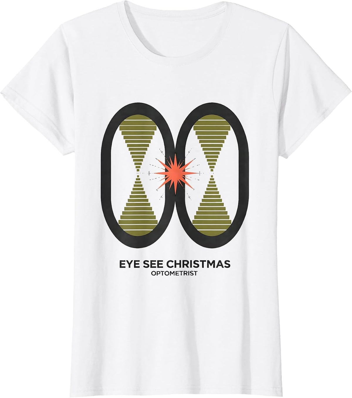 Women's Eye See Christmas Optometrist Midcentury Modern Workplace T-Shirt - White