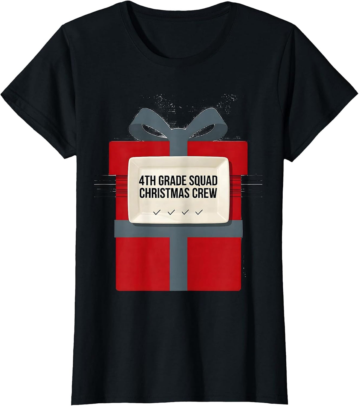 4th Grade Squad Christmas Crew Funny Teacher Holiday Squad T-Shirt - Black