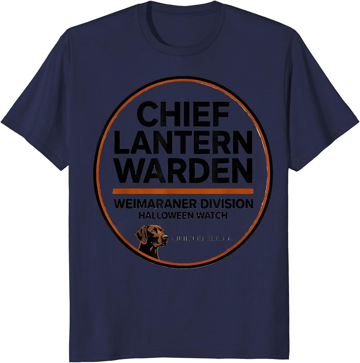 Chief Lantern Warden, Weimaraner Division, Halloween Watch T-Shirt - Navy Blue