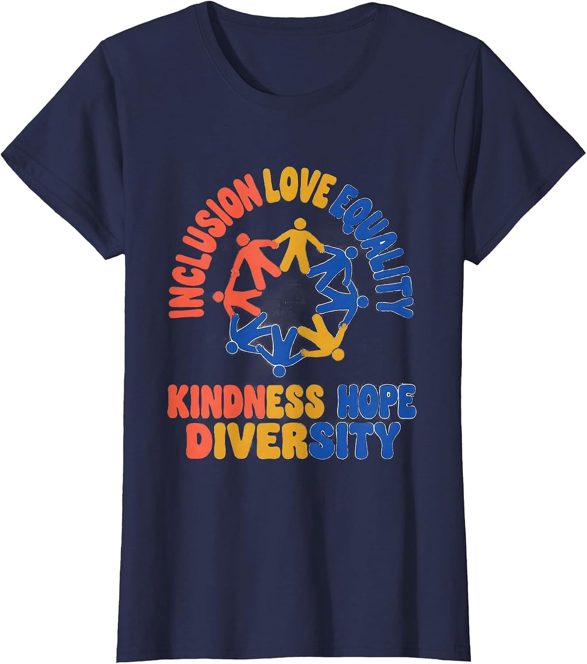 Women's Inclusion Love Equality Kindness Hope Diversity Social T-Shirt - Navy Blue