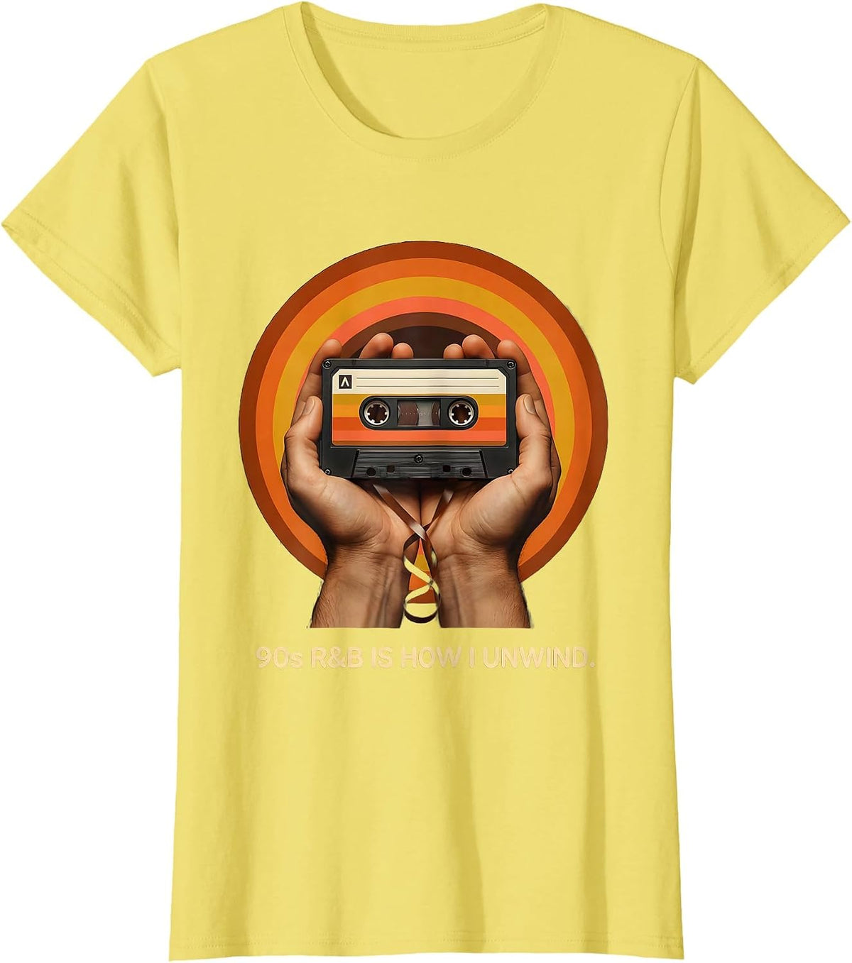 90s R&B Is How I Unwind Retro Music Nostalgia T-Shirt - Lemon Yellow