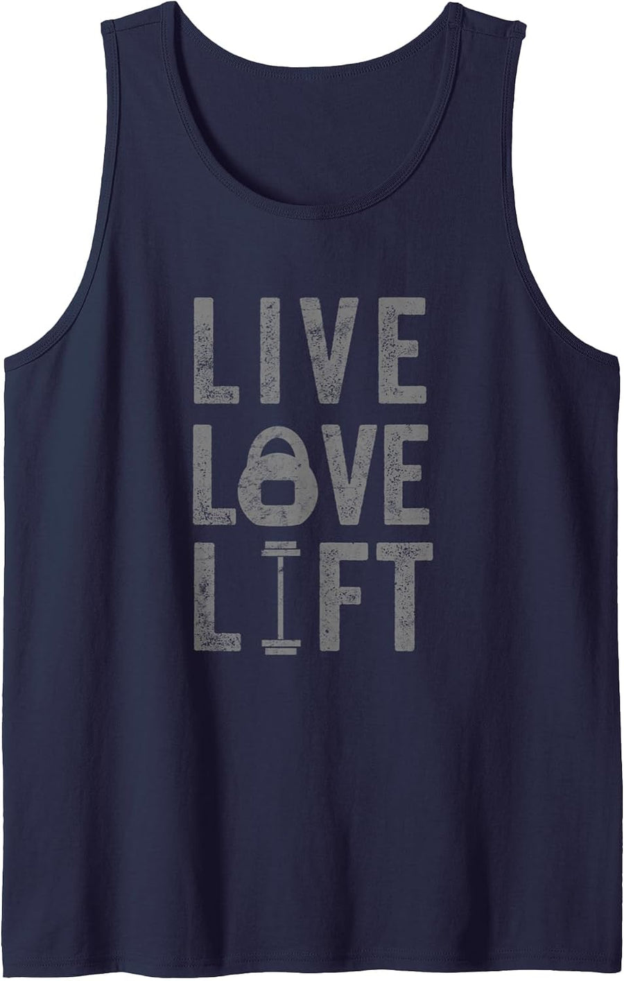 Live Love Lift Funny Fitness Weight Lifting Gym Workout Tank Top - Navy Blue