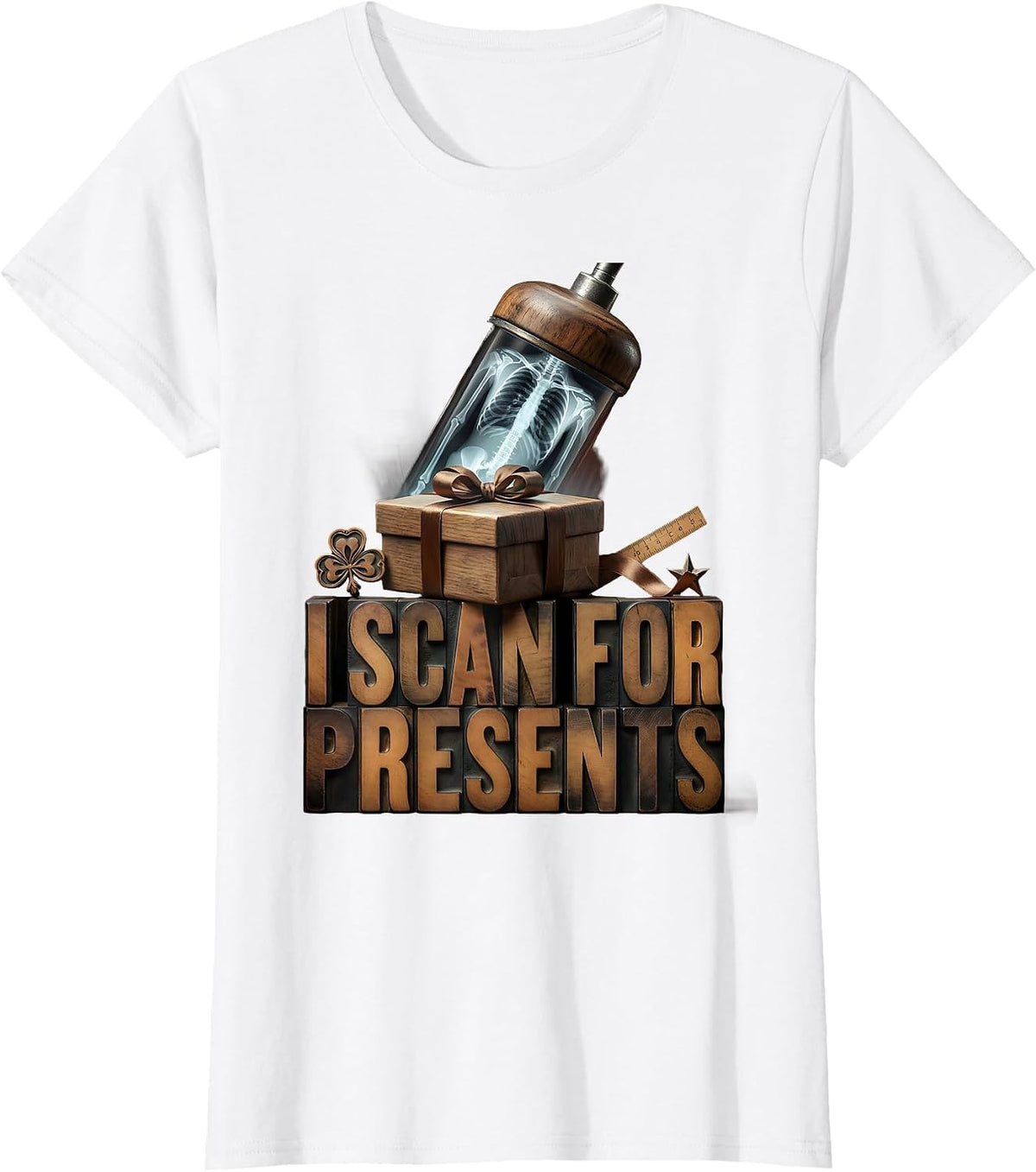 I Scan For Presents Funny Radiology Tech Gift Christmas T-Shirt - White