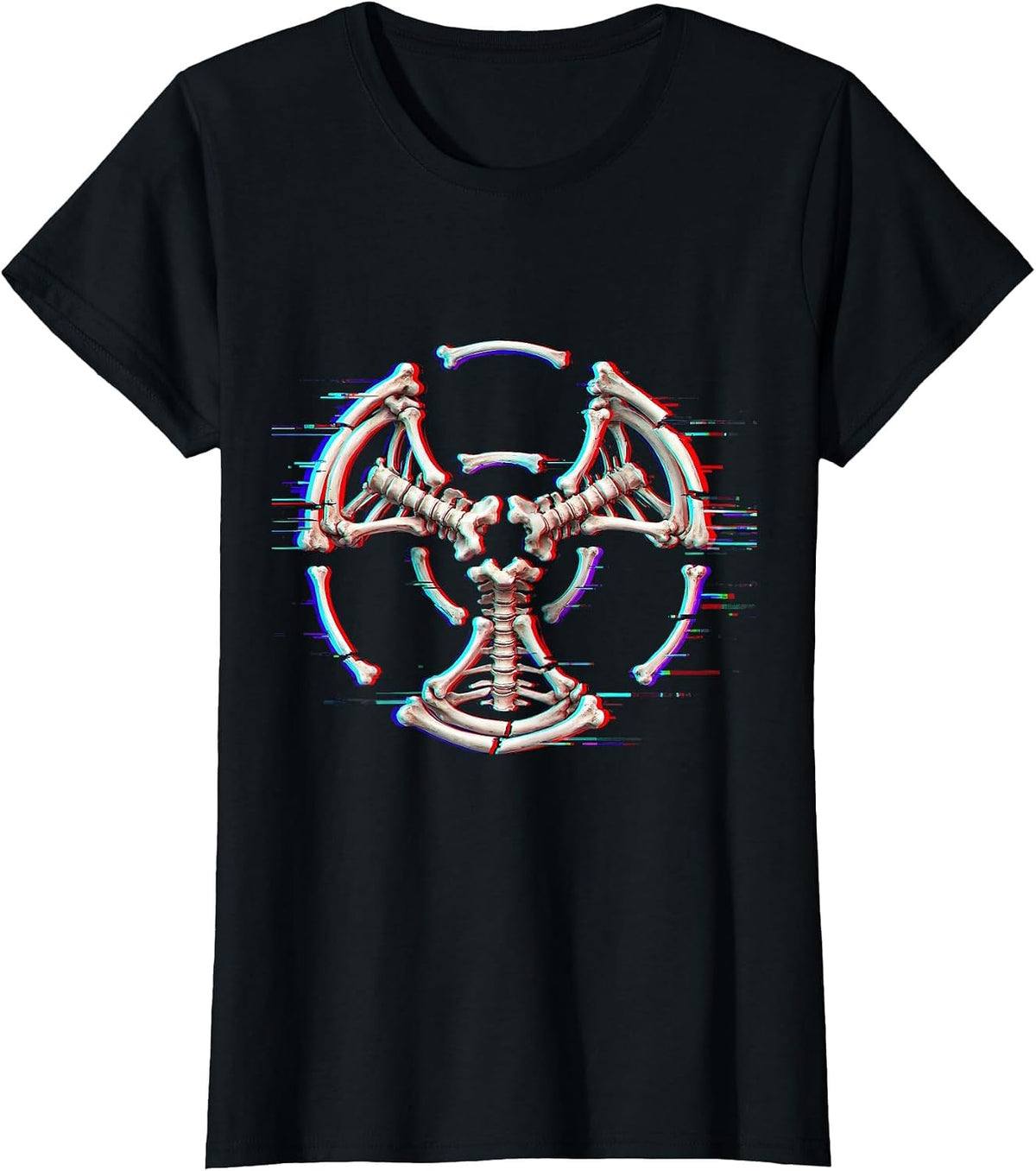 Radiation Symbol Intertwined Bones Radiology Design T-Shirt - Black