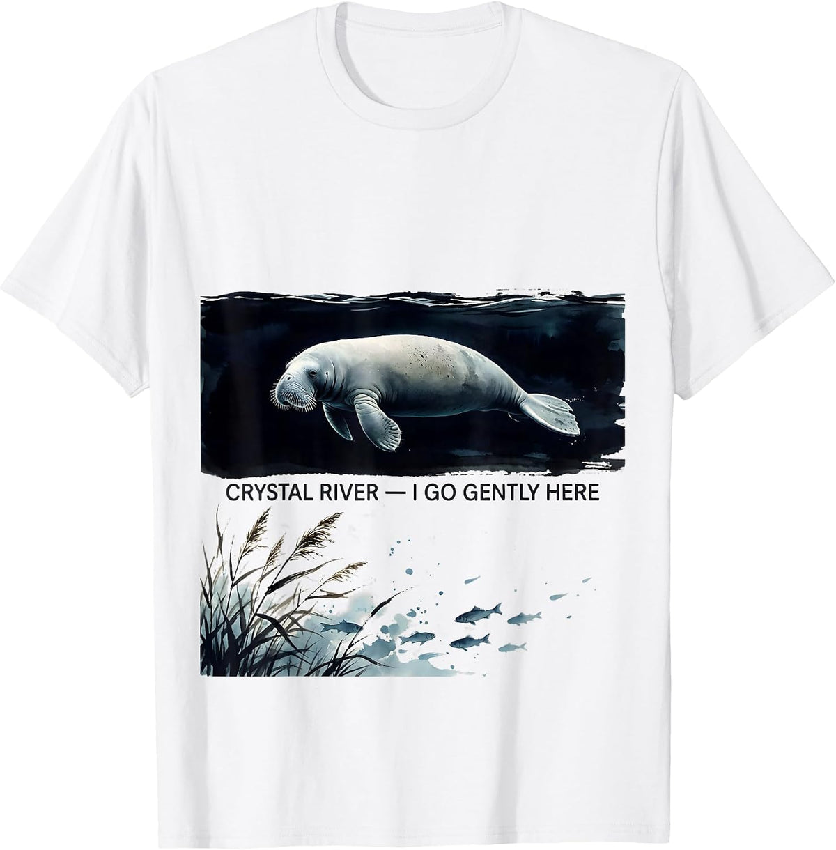 Men's Crystal River I Go Gently Here Cute Manatee Florida Souvenir T-Shirt - White