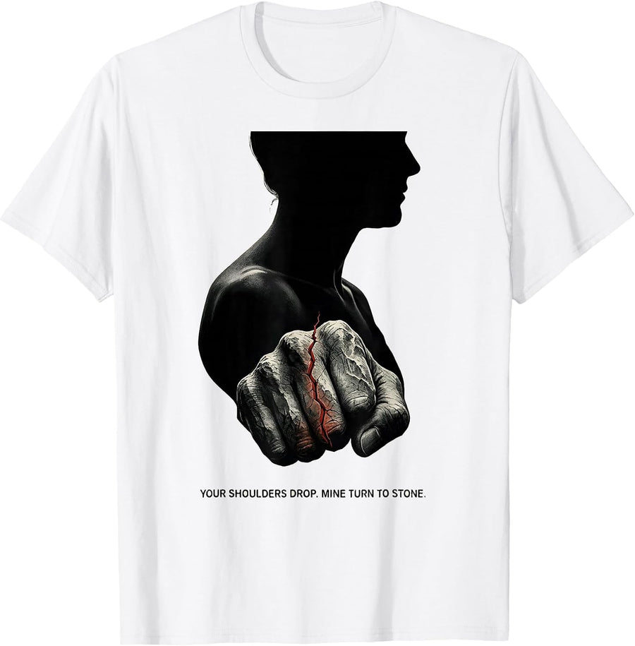 Men's Your Shoulders Drop. Mine Turn To Stone. Massage Therapist T-Shirt - White