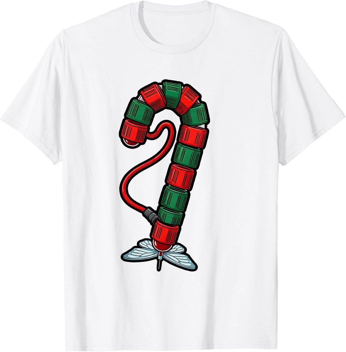Men's Oversized Candy Cane Blood Tube Phlebotomist Christmas Humor T-Shirt - White