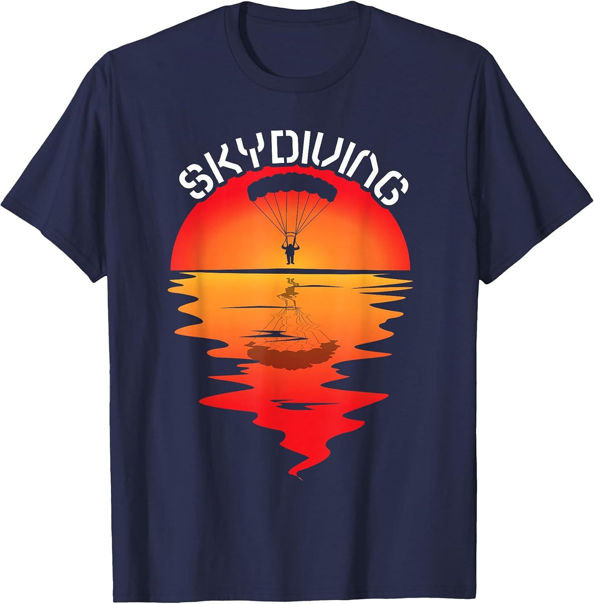 Parachuting Skydiver Vintage Sunset Parachutist Skydiving T-Shirt - Navy Blue