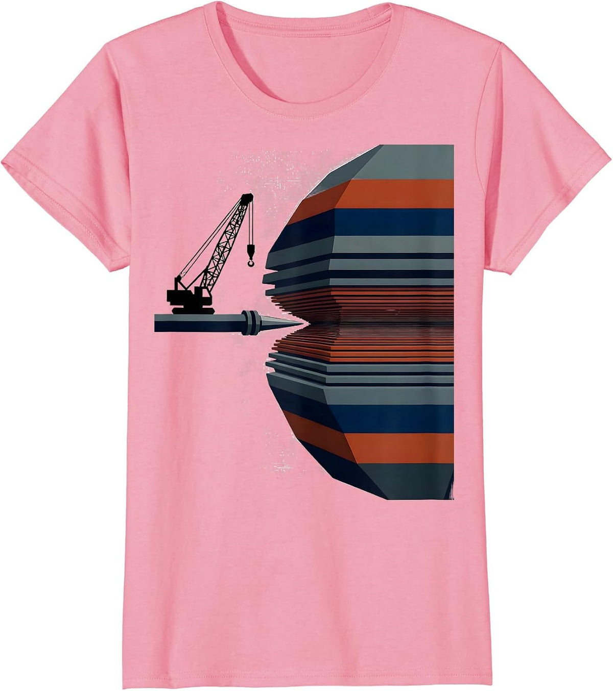 Women's Drill Derrick Geometric American Flag Patriotic Pride T-Shirt - Pink