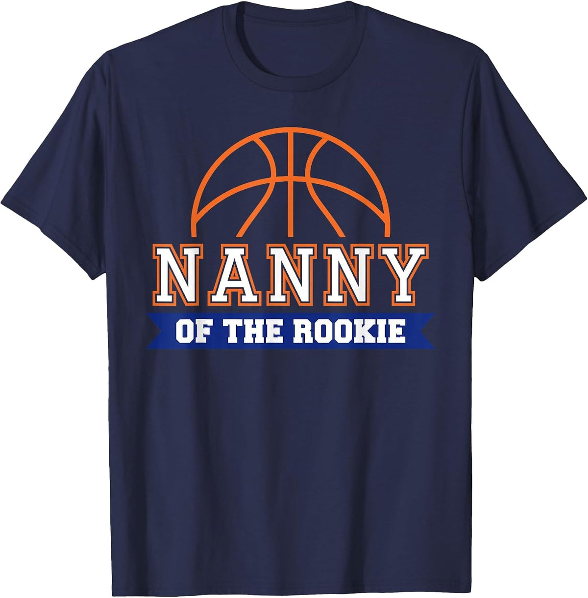 Nanny of Rookie 1st Birthday Basketball Theme Matching Party T-Shirt - Navy Blue