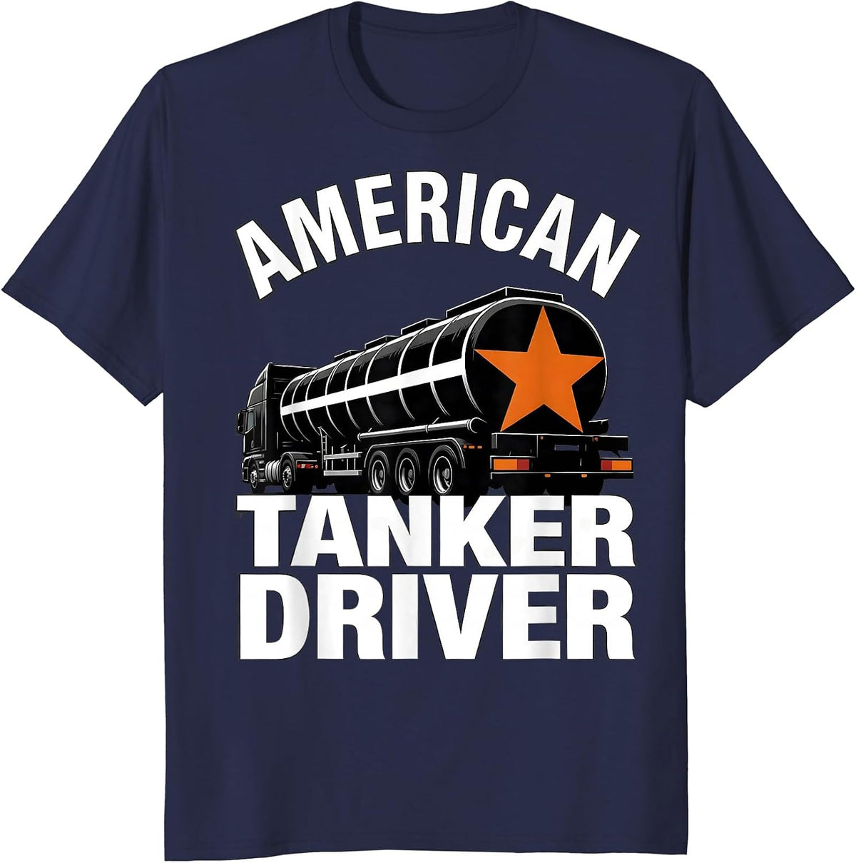 American Tanker Driver Brutalist Tanker Trucker Patriotic T-Shirt - Navy Blue