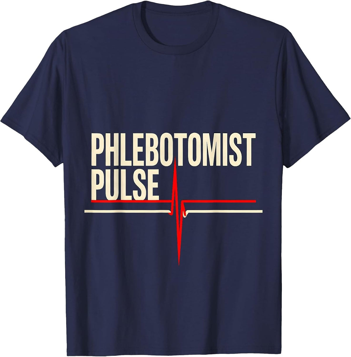 Men's Phlebotomist Pulse Occupational Heartbeat EKG Pulse Identity T-Shirt - Navy Blue