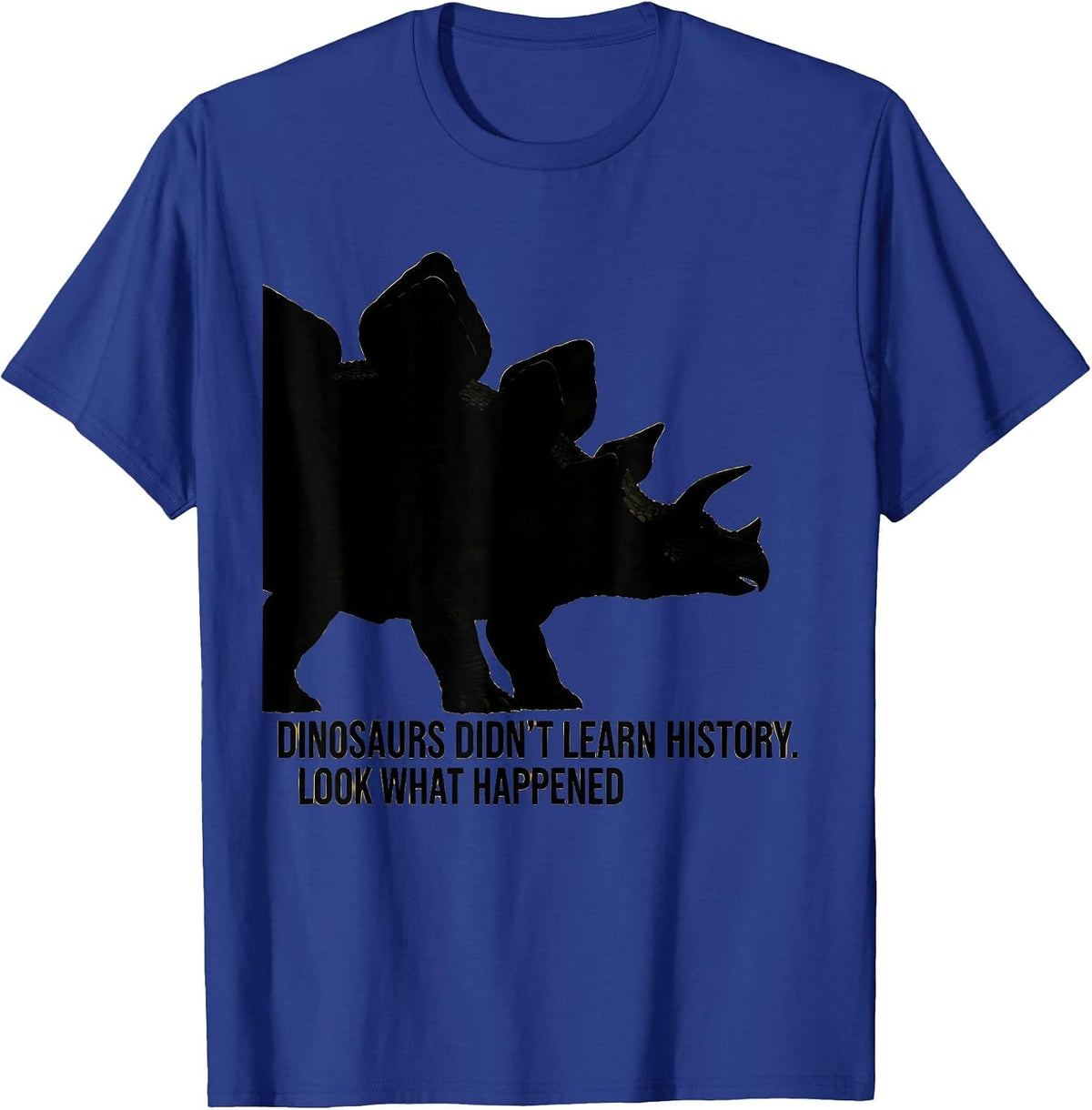 Dinosaurs Didn't Learn History Look What Happened Teacher T-Shirt - Royal Blue