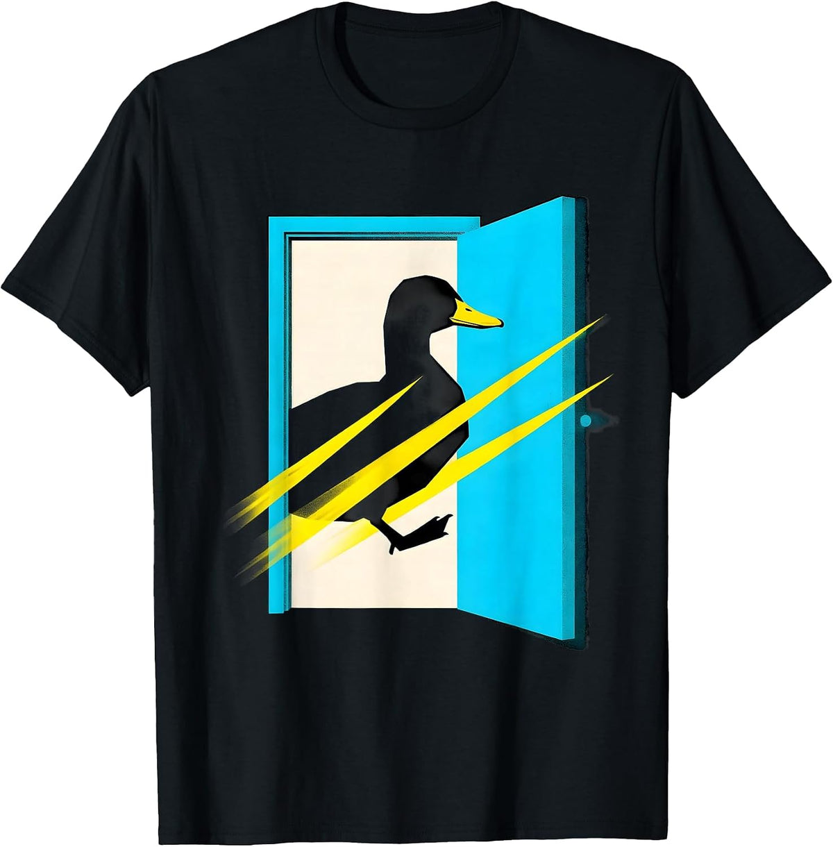 Men's Geometric Duck Silhouette Funny Duck Lover Novelty Humor T-Shirt - Black