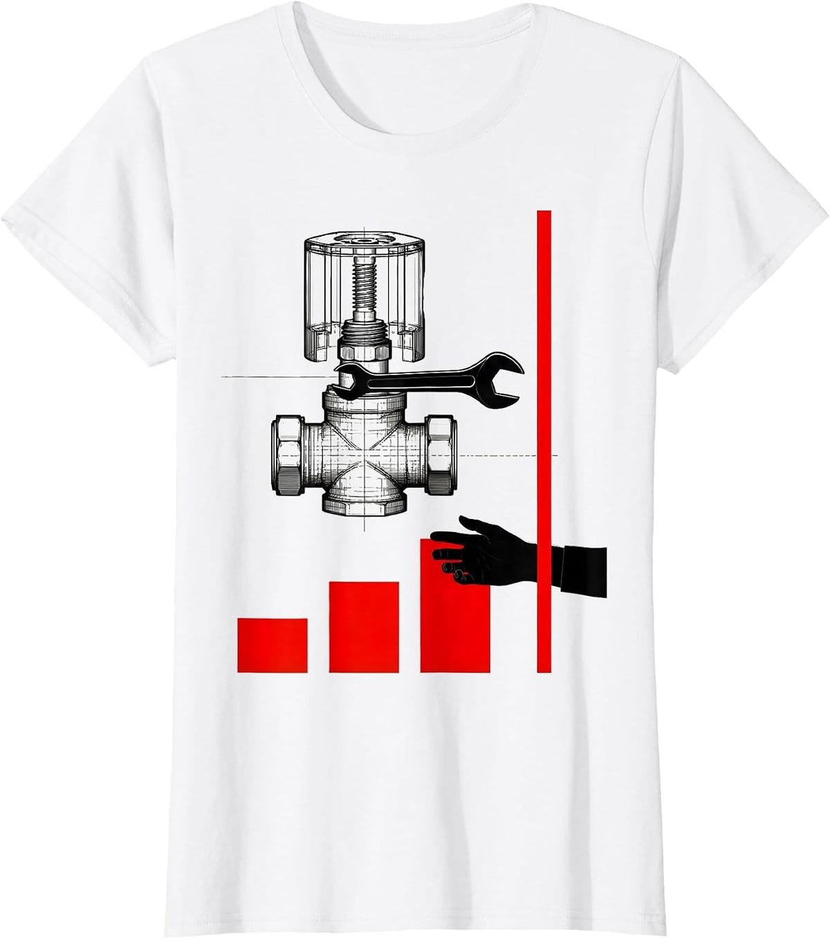 Exploded Valve Plumbing Trade Humor Gift for Plumbers T-Shirt - White