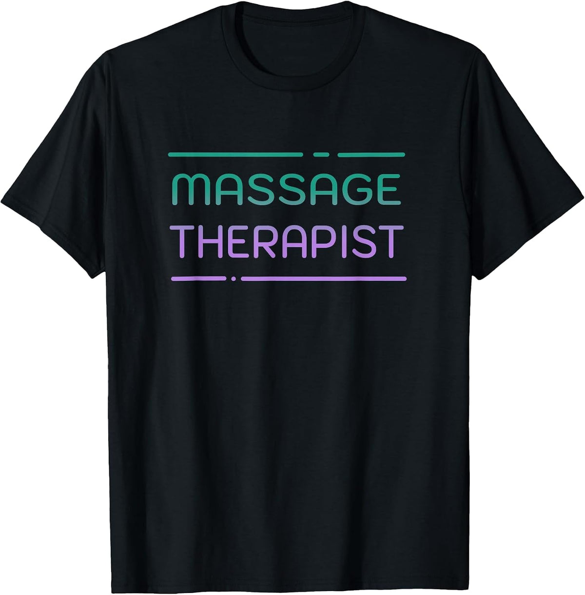 Massage Therapist Teal Purple Minimalist Typography T-Shirt - Black