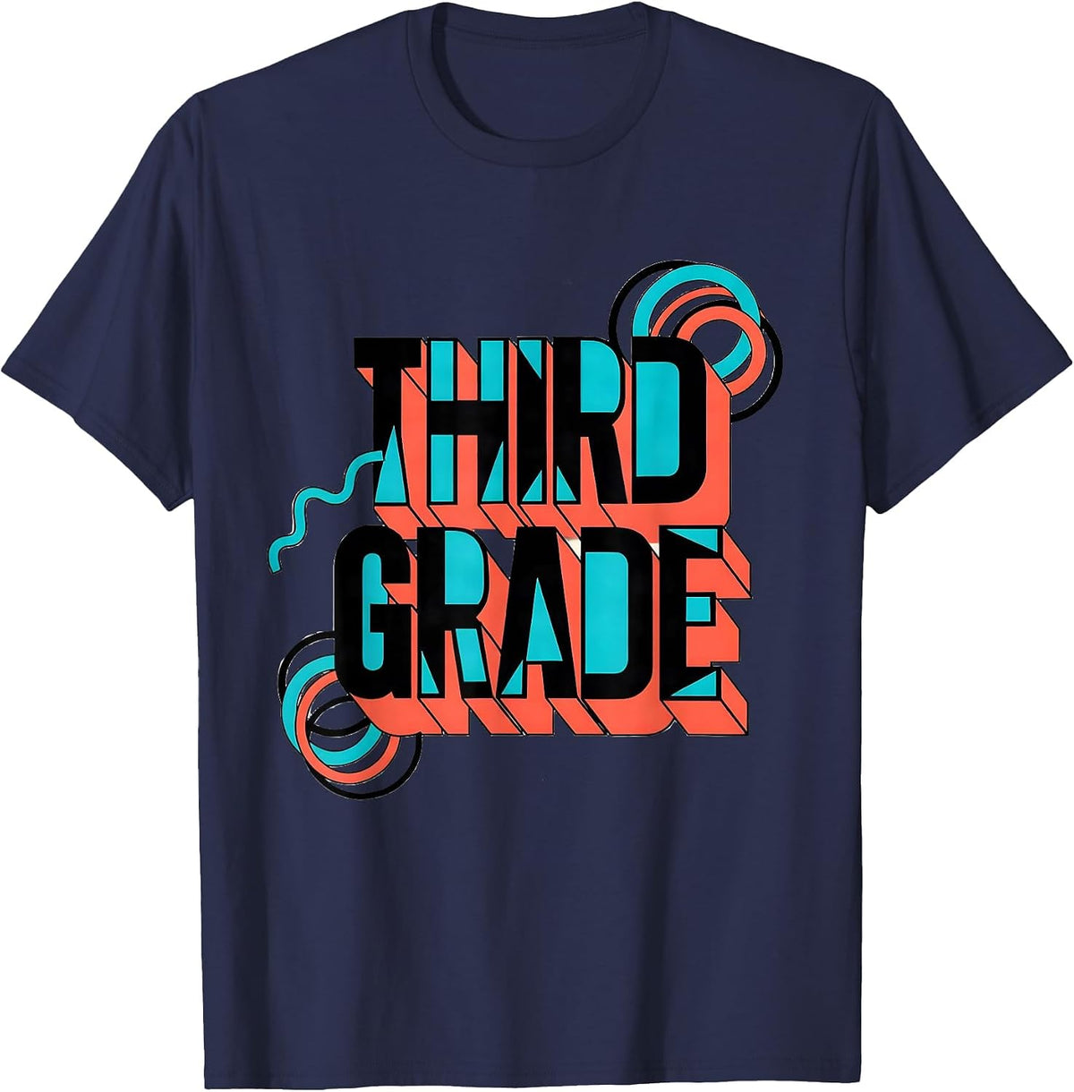 Third Grade Memphis Postmodern Back To School Teacher T-Shirt - Navy Blue
