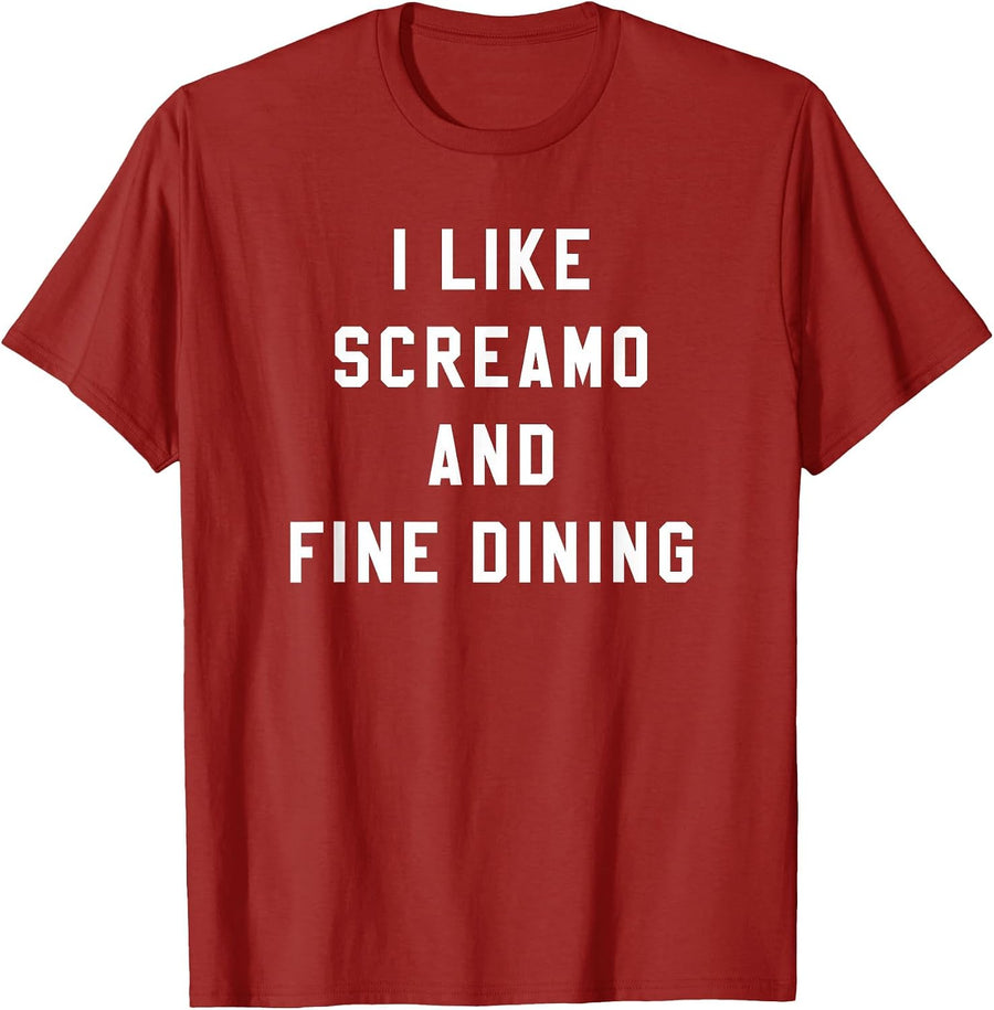 I Like Screamo and FINE Dining Funny Emo Goth Punk Music T-Shirt, Men, Cranberry Red, Small - As Pictured