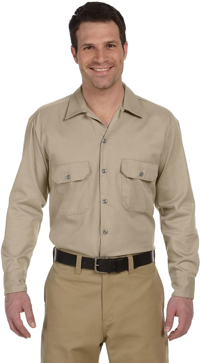 Dickies Men's Long Sleeve Flex Twill Work Shirt - Khaki (Kh)