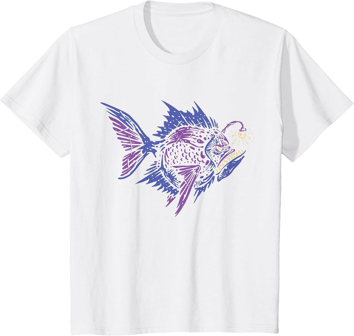 Anglerfish Deep Sea Creatures Sea Monster Angler Fish T-Shirt - White