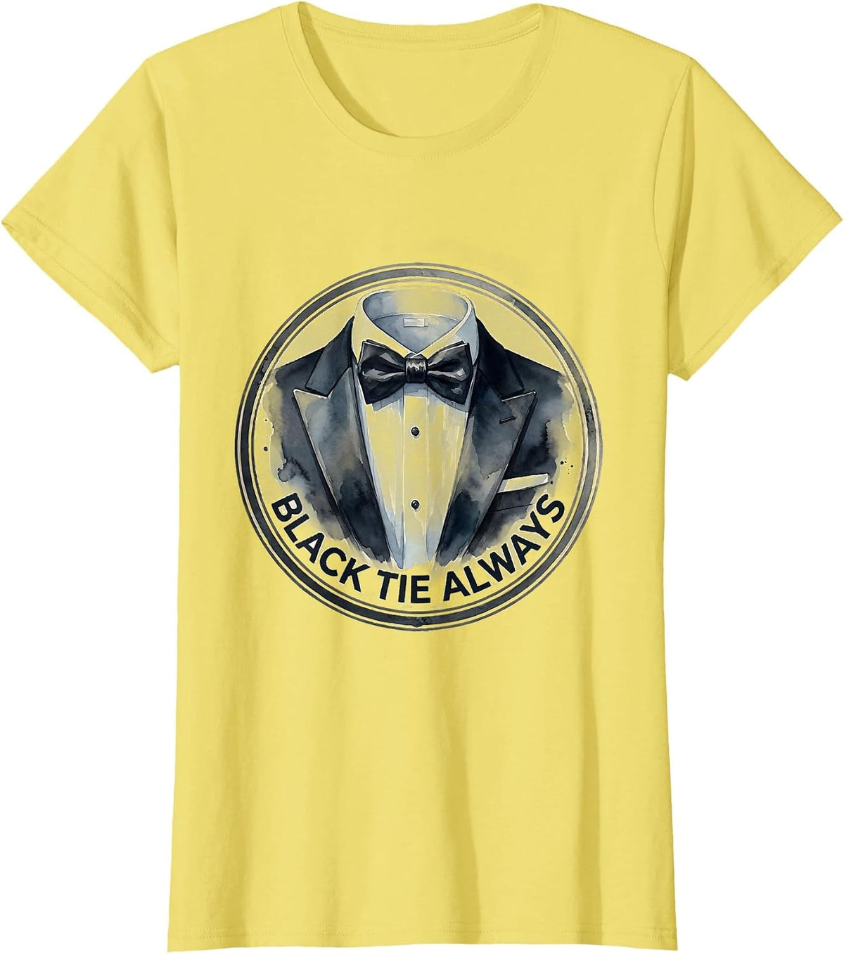 Black Tie Always Tuxedo Formal Style Design T-Shirt - Lemon Yellow