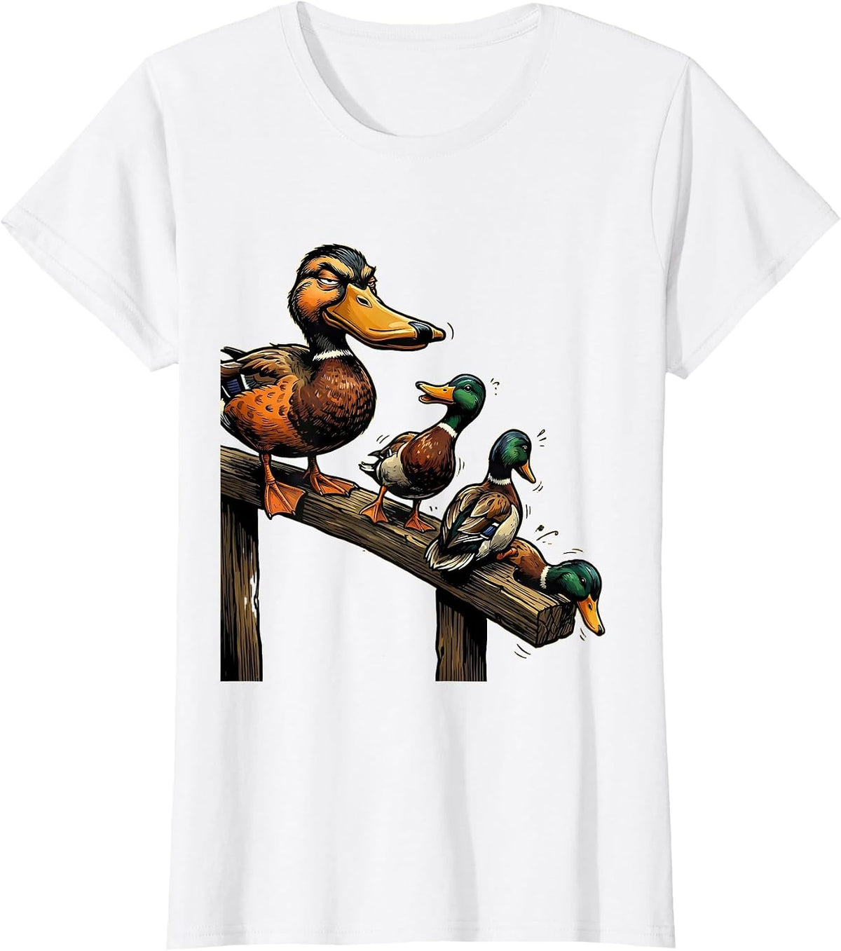 Unsorted Duck Decoy Cartoon Funny Novelty Gift T-Shirt - White