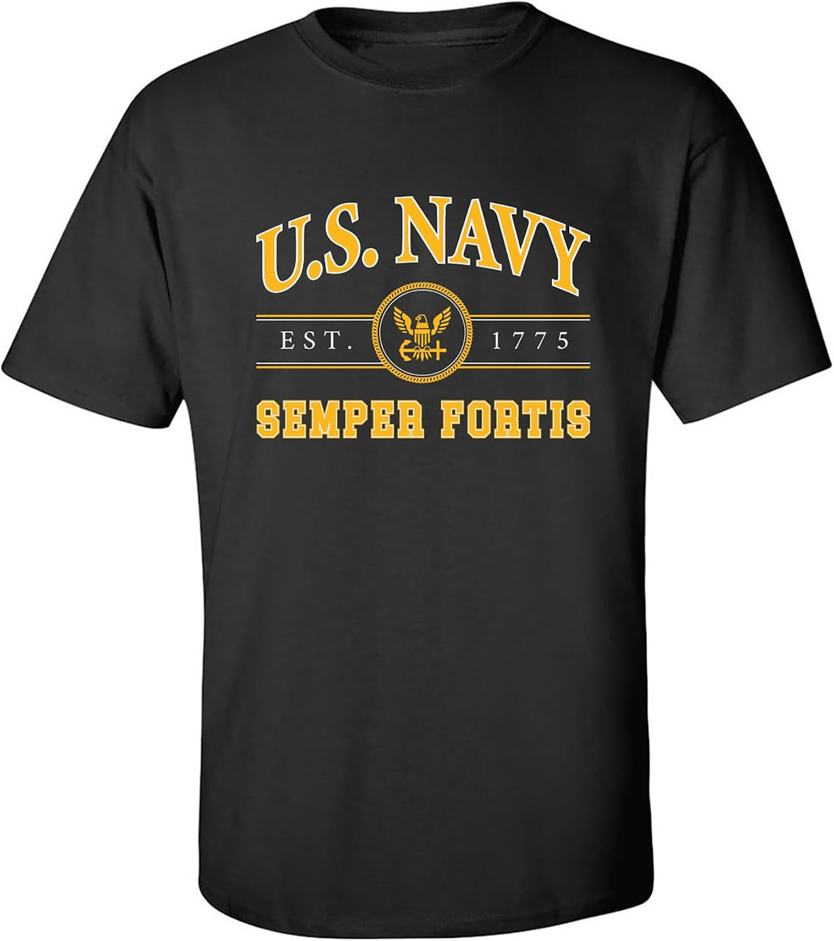 zerogravitee U.S. Navy Est.1775 Semper Fortis Adult Short Sleeve T-Shirt - Black