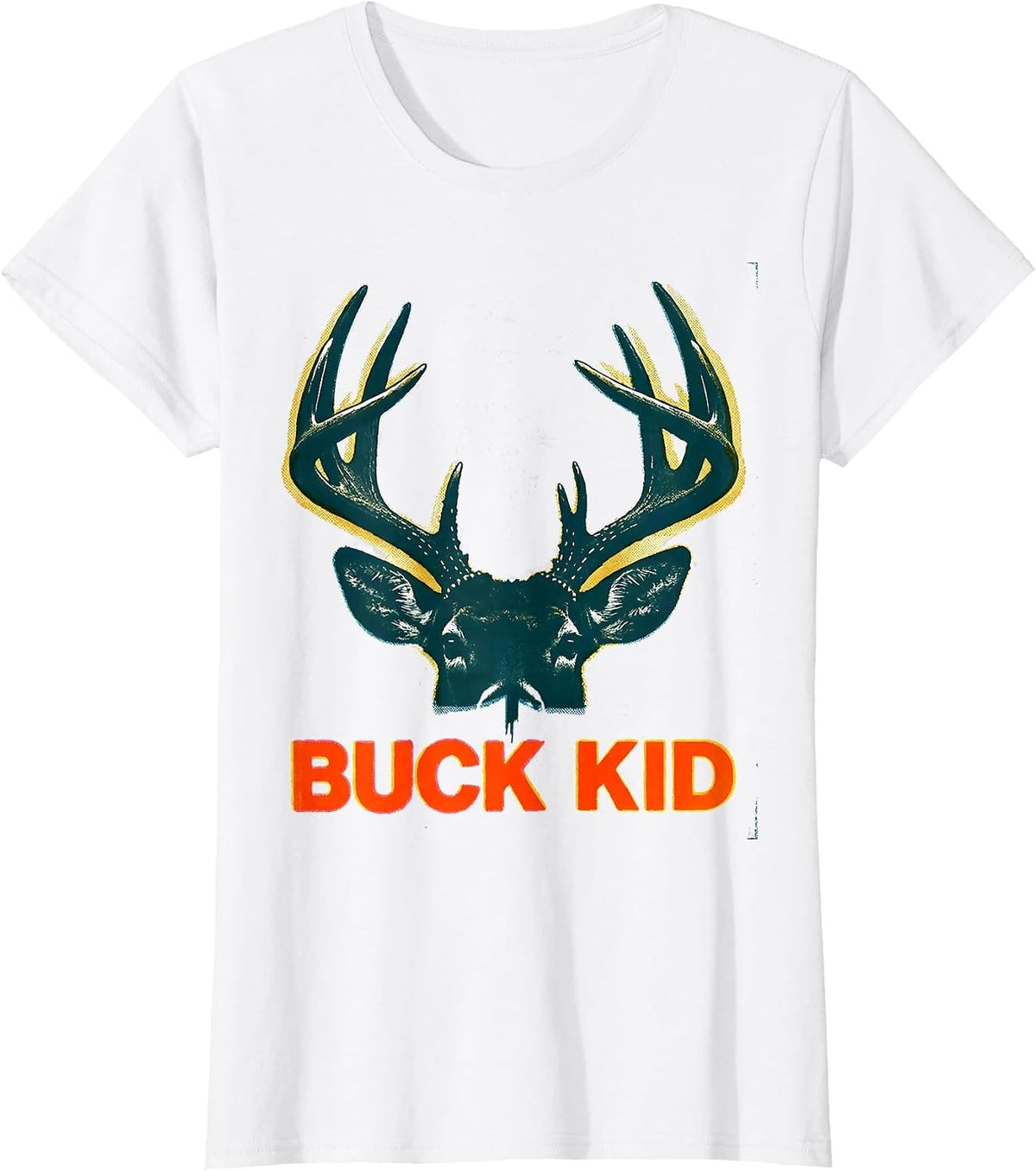 Buck Kid Risograph Youth Hunting Camo Humor T-Shirt - White