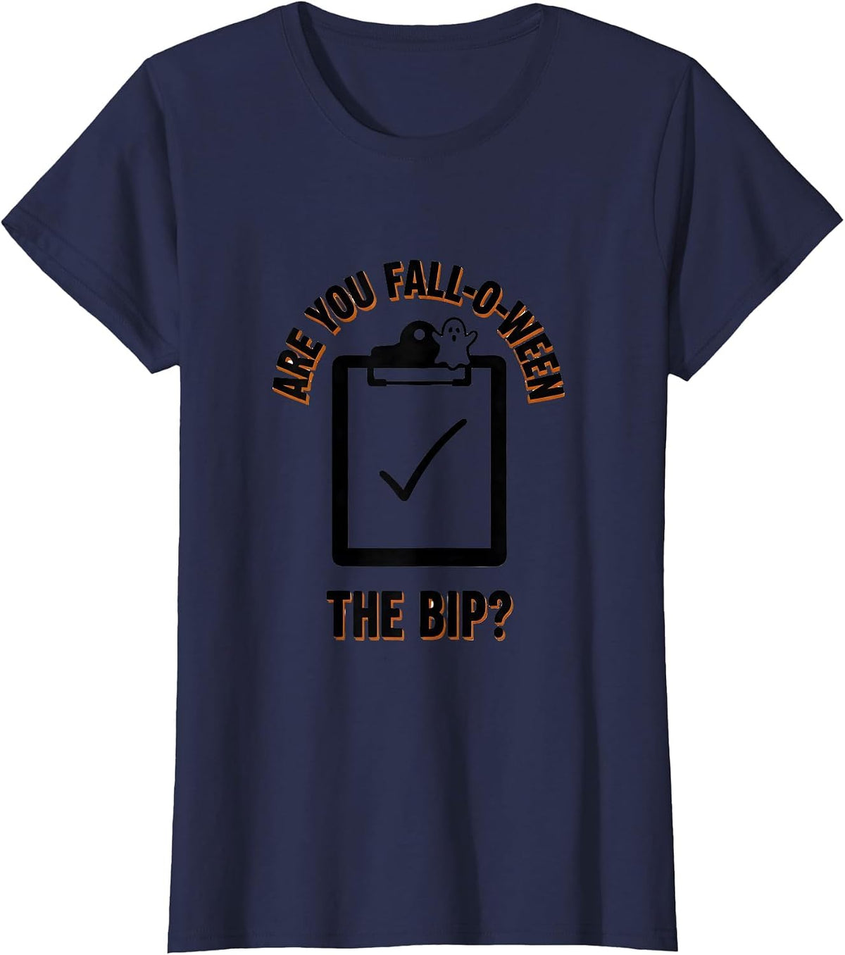 Women's Are You Fall-O-Ween The BIP Minimalist Teacher Halloween T-Shirt - Navy Blue