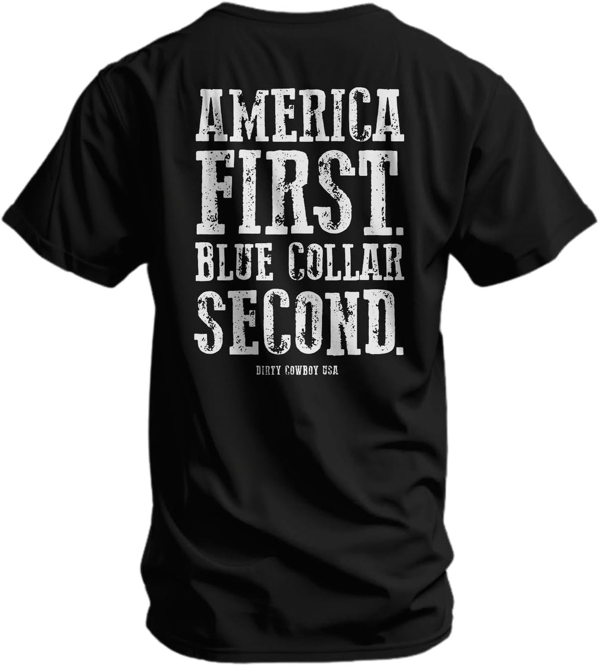 Combat Iron Men's Graphic T-Shirt - Blue Collar Second - Black